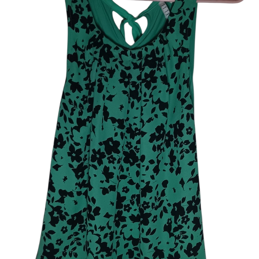 Elle Green Black Sleeveless Cut Out Tank Top